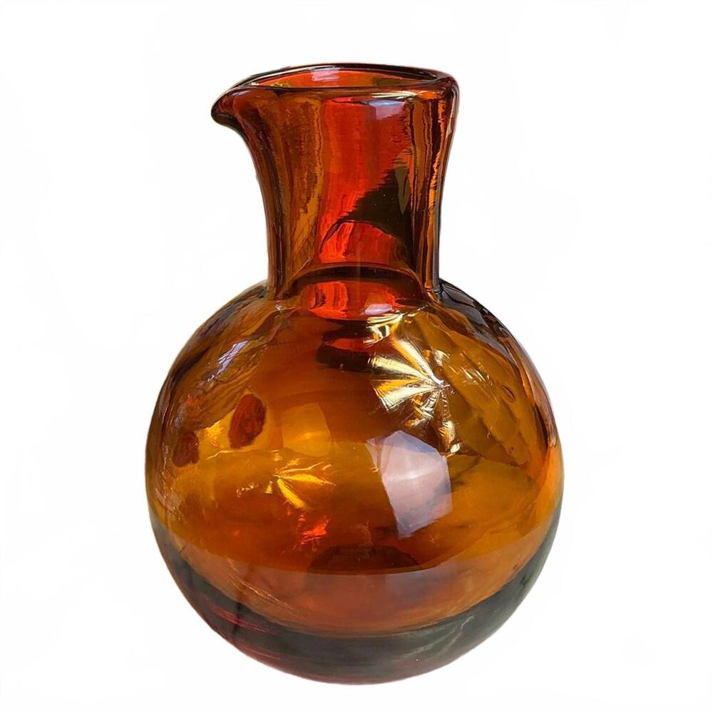 Vintage West Elm Amber Glass Beaker Retro Pitcher Vase